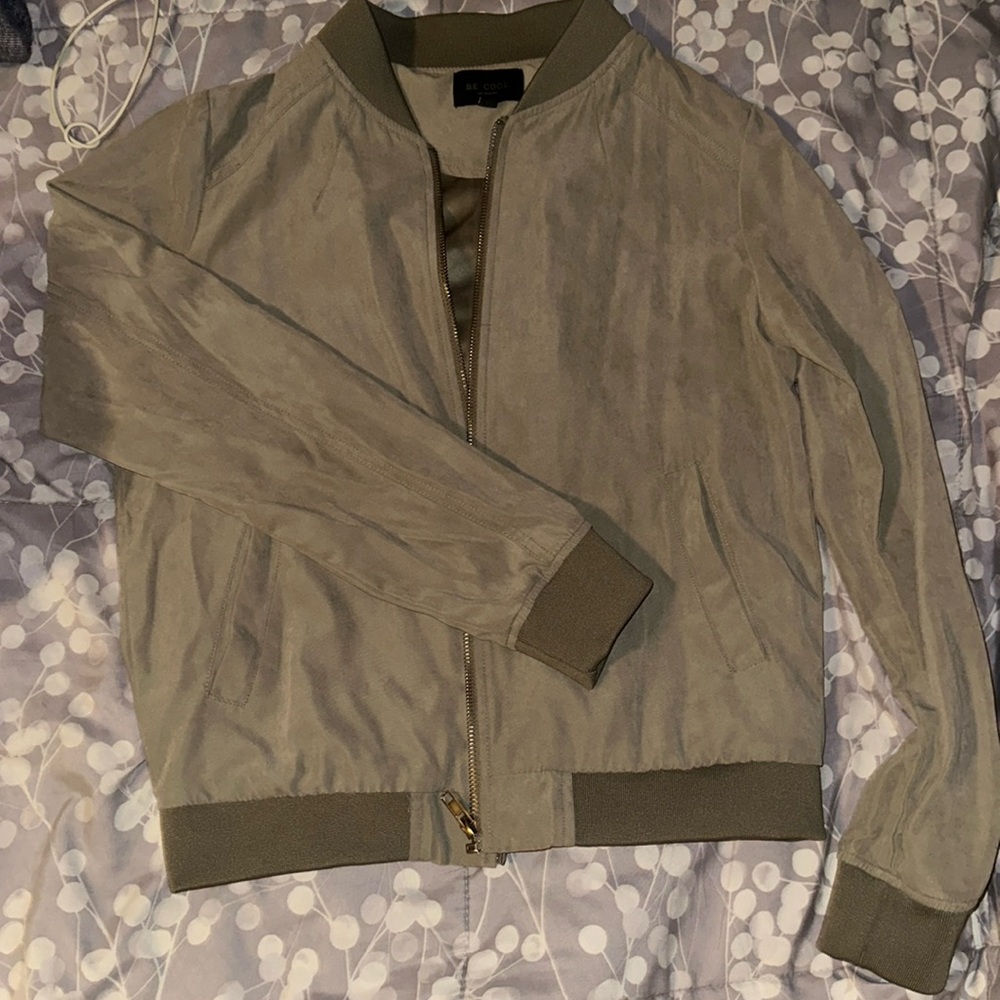 Sage Green Suade Bomber jacket, Size M